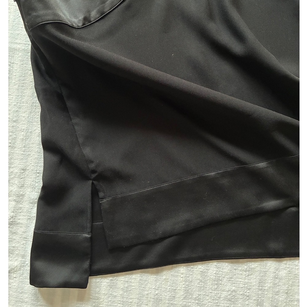 Banana Republic Womens One Shoulder Satin Trim Blouse Black Size M Side Zip - Picture 4 of 8